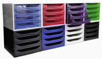 Exacompta ECOBOX 228606D zásuvkový box na dokumenty A4+, 4 zásuvky, sivý, 34,8 x 28,4 x 23,4 cm, stolový úložný box s vysokou kapacitou 4