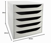 Exacompta ECOBOX+ 229606D 5 fiókos irodai tárolódoboz A4 és A4+ dokumentumokhoz, szürke, 34,8 x 28,4 x 29 cm 2