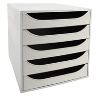 Exacompta ECOBOX+ 229606D 5 fiókos irodai tárolódoboz A4 és A4+ dokumentumokhoz, szürke, 34,8 x 28,4 x 29 cm 1