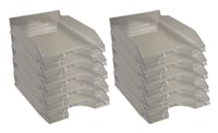 Set 10 tăvițe pentru documente A4+ Exacompta ECOTRAY 12327D, 34x25x6,5 cm, gri semitransparent, suprapozabile 1