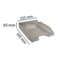 Set 10 tăvițe pentru documente A4+ Exacompta ECOTRAY 12327D, 34x25x6,5 cm, gri semitransparent, suprapozabile 5