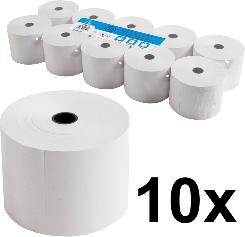 Exacompta Hőpapír Tekercs 57x76m 12mm Mag 55g/m² Pénztárgép Mérleg 10db - 57 x 80 x 76000 mm, 2-Pack of 10