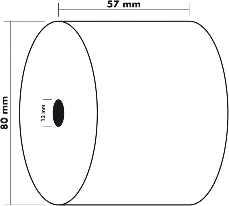 Exacompta Hőpapír Tekercs 57x76m 12mm Mag 55g/m² Pénztárgép Mérleg 10db - 57 x 80 x 76000 mm, 2-Pack of 10