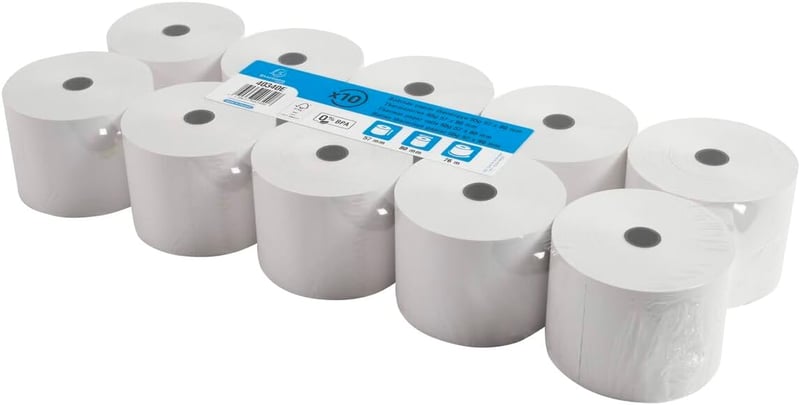 Exacompta Hőpapír Tekercs 57x76m 12mm Mag 55g/m² Pénztárgép Mérleg 10db - 57 x 80 x 76000 mm, 2-Pack of 10
