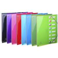 Dosar cu burduf Exacompta Iderama 58670E PP, A4, 8 compartimente, cu elastic și fereastră de indexare, cotor extensibil, 24x32 cm, culori asortate 7
