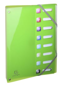 Dosar cu burduf Exacompta Iderama 58670E PP, A4, 8 compartimente, cu elastic și fereastră de indexare, cotor extensibil, 24x32 cm, culori asortate 5