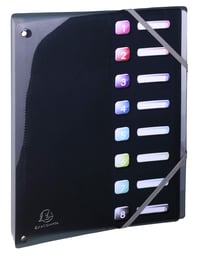 Dosar cu burduf Exacompta Iderama 58670E PP, A4, 8 compartimente, cu elastic și fereastră de indexare, cotor extensibil, 24x32 cm, culori asortate 8