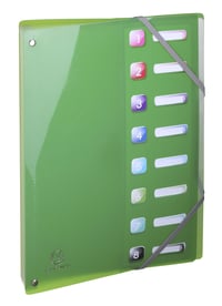 Dosar cu burduf Exacompta Iderama 58670E PP, A4, 8 compartimente, cu elastic și fereastră de indexare, cotor extensibil, 24x32 cm, culori asortate 3