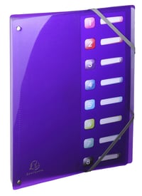 Dosar cu burduf Exacompta Iderama 58670E PP, A4, 8 compartimente, cu elastic și fereastră de indexare, cotor extensibil, 24x32 cm, culori asortate 6
