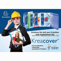 Zakladač Exacompta KreaCover 51562E A4 Maxi – 4 krúžky, priemer 30 mm, chrbát 40 mm, modrý, priehľadný PP obal, na školské a kancelárske použitie 6