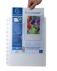 Dosar cu inele pentru prezentare Exacompta Kreacover 86471E, 40 de buzunare detașabile, A4, alb, copertă rigidă opacă din polipropilenă, pentru birou și școală 2