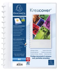 Dosar cu inele pentru prezentare Exacompta Kreacover 86471E, 40 de buzunare detașabile, A4, alb, copertă rigidă opacă din polipropilenă, pentru birou și școală 1