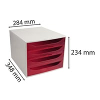 Stolný organizér na dokumenty so 4 zásuvkami Exacompta Linicolor ECO, A4+ — na 2 priehradkách je malé prasknutie (stav: pozri 2. obrázok) 4