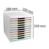 Exacompta Modulo 302913D A4+ organizator cu sertare, 10 sertare, 35x28,8x32 cm, alb/colorat 3