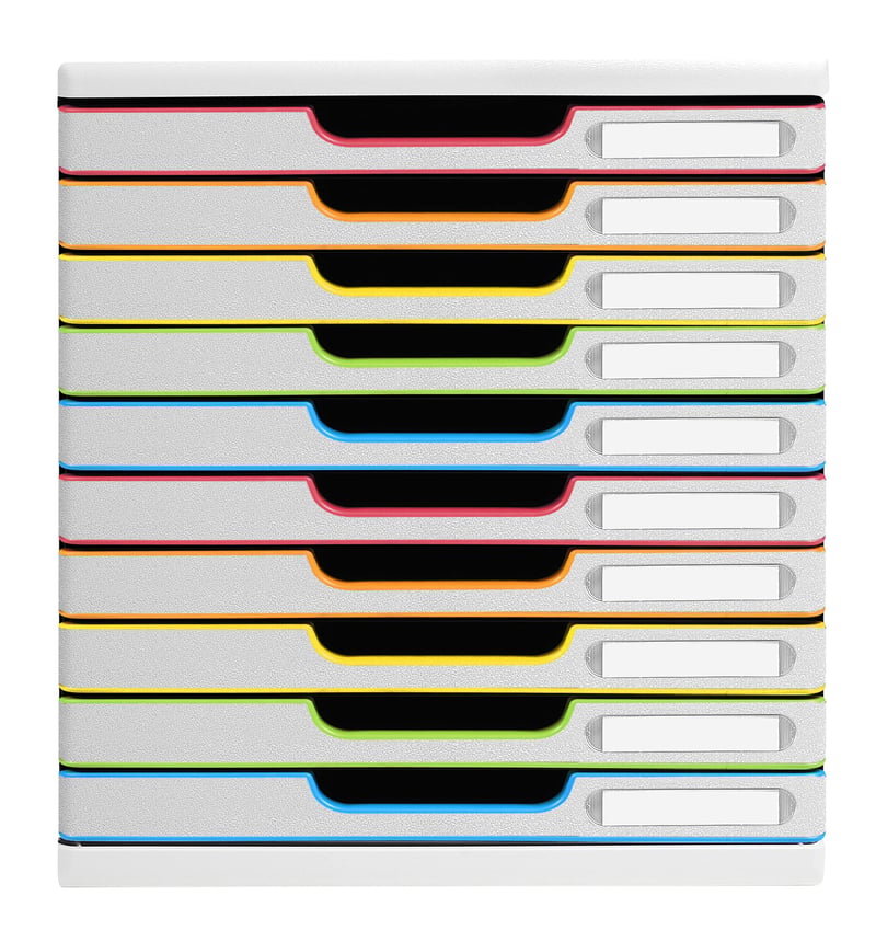 Exacompta Modulo 302913D A4+ organizator cu sertare, 10 sertare, 35x28,8x32 cm, alb/colorat