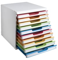 Exacompta Modulo 302913D A4+ organizator cu sertare, 10 sertare, 35x28,8x32 cm, alb/colorat 6