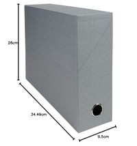 Cutie de arhivare Exacompta Premium A4, din carton texturat, lățime cotor 90 mm, cu orificiu pentru deget, gri, pentru depozitarea sigură a documentelor și dosarelor 3