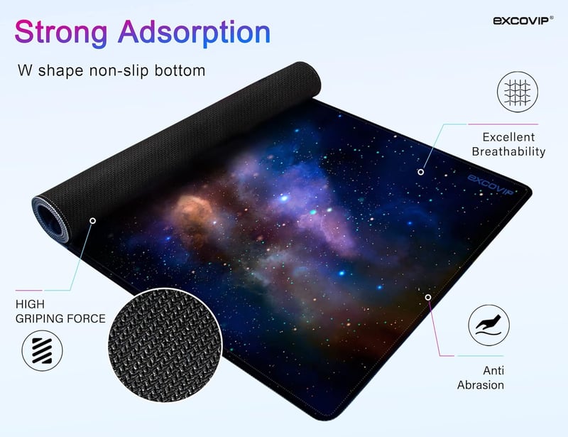 excovip Nagy Méretű Egérpad Irodai és Gamer Használatra - Precíziós Asztali Alátét PC Játékosoknak, Puha Felülettel, 700 x 300 mm