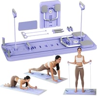 ExeractFit Pilates Board 2025 továbbfejlesztett összecsukható Pilates reformer gépkészlet otthoni multifunkcionális hasizom-edzőhöz automatikus visszapattanó otthoni edzőberendezésekhez (lila) 1