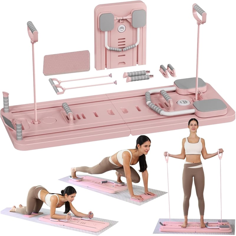 ExeractFit Pilates Board Összecsukható Reformer Gép Otthoni Edzéshez Rózsaszín - pink