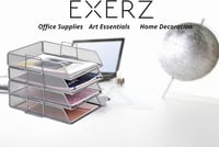 EXERZ fém levélrendező tálca készlet 4 db, asztali papírrendező irattartó 2 az 1-ben fiókkal, iroda és iskola 9