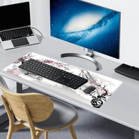 Herná podložka pod myš EXIN DECHEN XXL 900x400 mm, biela s motívom čerešňových kvetov, protišmyková podložka na stôl pre PC, MacBook a notebook 5