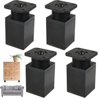 EXIN DEHCEN Állítható Magasságú Bútorláb Szett - 4 db Fekete Bútorlábak Kanapékhoz, Szekrényekhez, Asztalokhoz, 4x6 cm, 100 kg Teherbírás 1