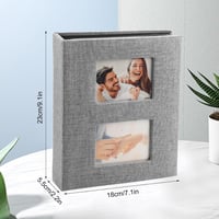 EXIN DEHCEN Vászon Fotóalbum 10x15 cm Képekhez - 200 Férőhelyes Bedugós Fényképalbum Esküvőre, Családi Emlékekhez, Szürke 2