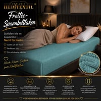 Cearșaf cu elastic Premium din bumbac Frottee EXKLUSIV HEIMTEXTIL, 140-160 x 200 cm, Turcoaz 3