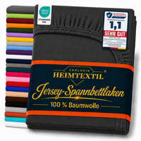 Cearșaf cu elastic din jerseu EXKLUSIV HEIMTEXTIL 180-200x200 cm, 100% bumbac, certificat Öko-Tex, pentru saltele cu înălțimea de până la 25 cm, negru 1