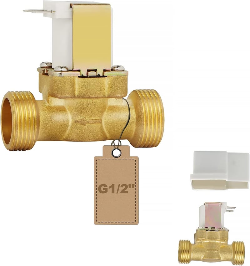 EXLECO 12V DC Elektromágneses Szelep G1/2 Hüvelyk Sárgaréz Mágnesszelep 2 Utas Víz Normál Zárt 8 Bar Vízellátás
