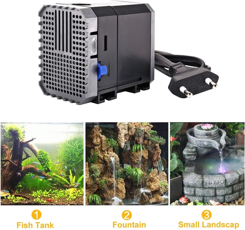 EXLECO Vízszivattyú Akváriumhoz és Tóhoz 900L/h 20W Merülő Szivattyú Szökőkút Szűrő Pumpa