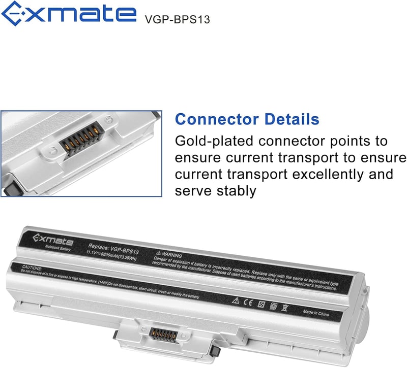 Exmate 11.1V 6600mAh Sony VAIO laptop akkumulátor VGP-BPS13 VGP-BPS21