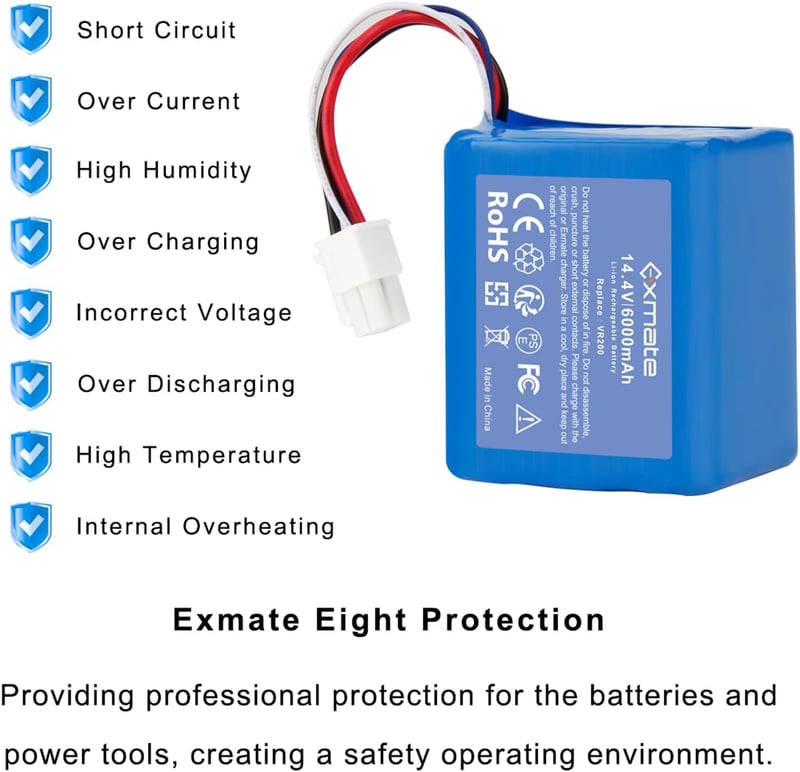 Exmate 14.4V 6000mAh Li-Ion akkumulátor Vorwerk Kobold VR200 porszívóhoz