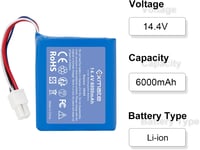 Exmate 14.4V 6000mAh Li-Ion akkumulátor Vorwerk Kobold VR200 porszívóhoz 6