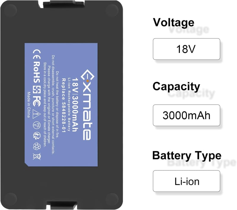 Exmate 18V 3000mAh Husqvarna Automower akkumulátor 115H 305 310 315