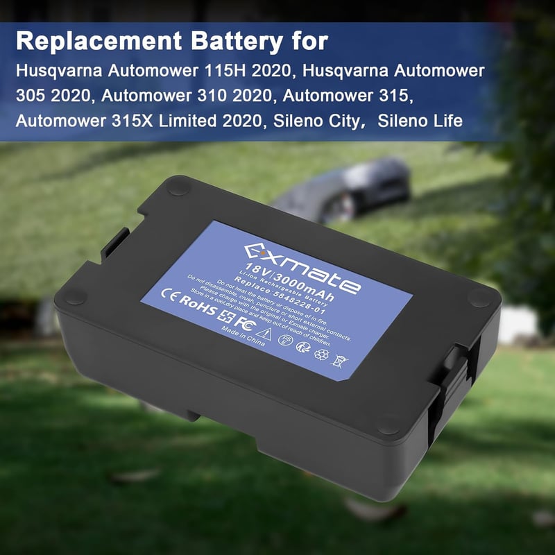 Exmate 18V 3000mAh Husqvarna Automower akkumulátor 115H 305 310 315