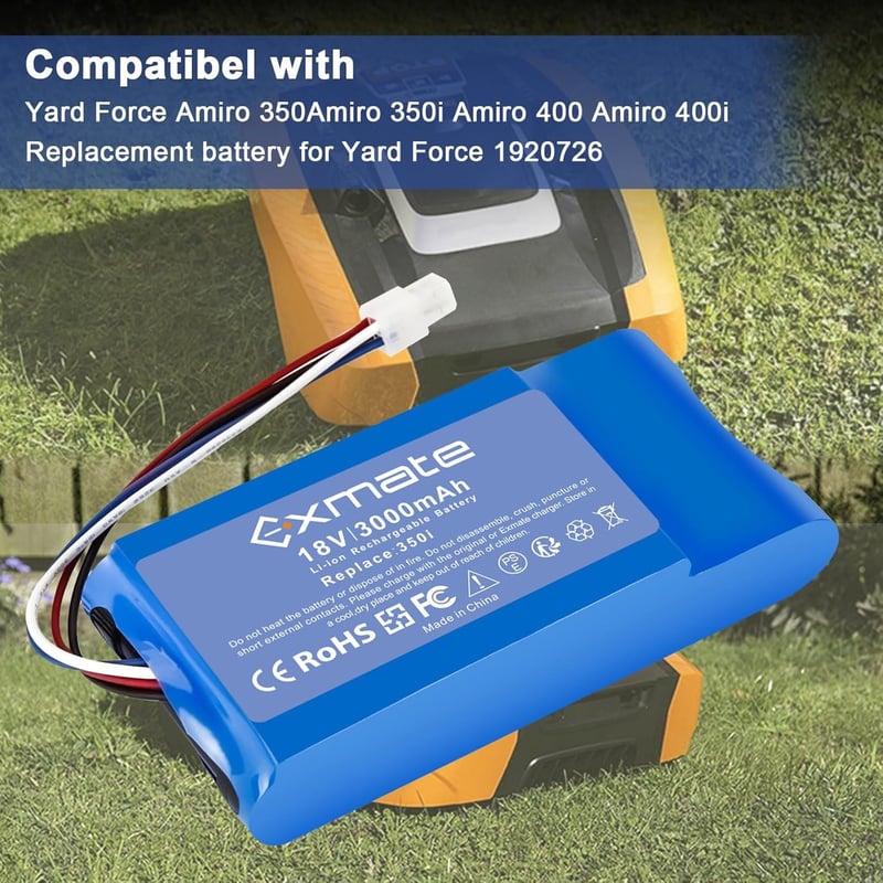 Exmate 18V 3000mAh Li-ion akkumulátor Yard Force Amiro fűnyírógéphez