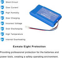 Exmate 18V 3000mAh Li-ion akkumulátor Yard Force Amiro fűnyírógéphez 3