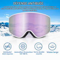 Ochelari de schi pentru adulți EXP VISION, culoarea Lilac Bucket, anti-aburire, protecție UV, compatibili cu ochelarii de vedere (OTG), pentru snowboard — zgârieturi mici (stare: vezi a doua imagine) 4