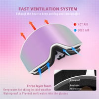 Ochelari de schi pentru adulți EXP VISION, culoarea Lilac Bucket, anti-aburire, protecție UV, compatibili cu ochelarii de vedere (OTG), pentru snowboard — zgârieturi mici (stare: vezi a doua imagine) 6