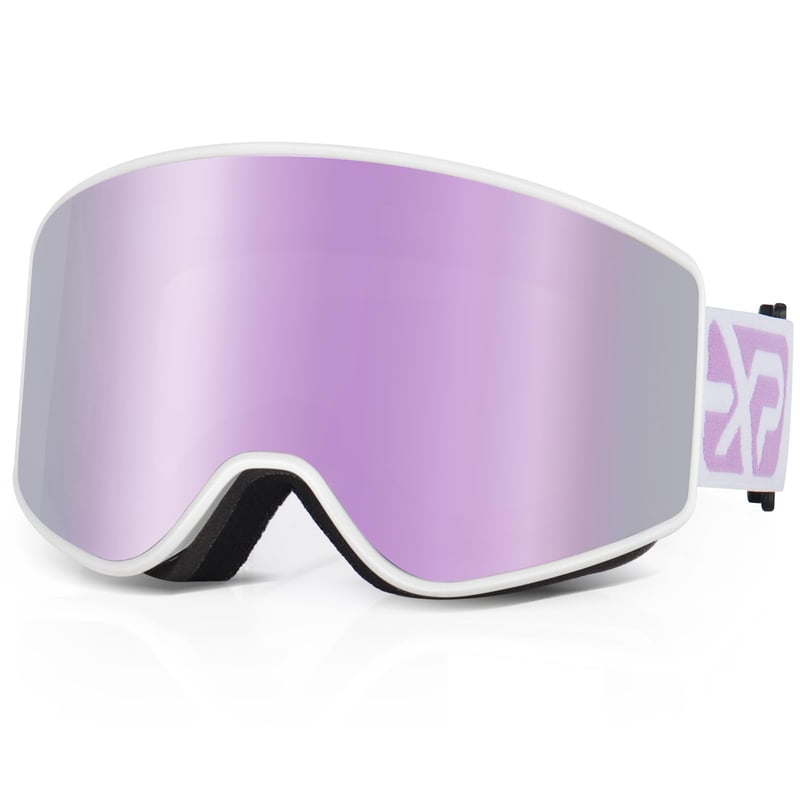 Ochelari de schi pentru adulți EXP VISION, culoarea Lilac Bucket, anti-aburire, protecție UV, compatibili cu ochelarii de vedere (OTG), pentru snowboard — zgârieturi mici (stare: vezi a doua imagine)