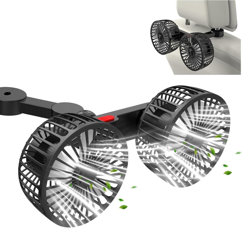 Exsivemy USB autós ventilátor 360° forgó dupla fej 2 sebességgel
