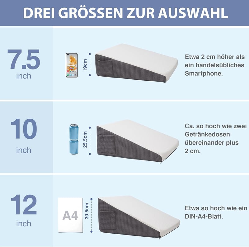 Exsnugy Keilkissen 19 cm - Memóriahabos Reflux és Horkolás Elleni Párnák - 59×59×19cm