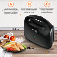 Aparat pentru sandvișuri Extralink 750W – Strat antiaderent, mâner izolat termic, picioare antiderapante, indicator luminos, încălzire rapidă, curățare ușoară, 2 felii, sandvișuri triunghiulare 5