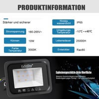EXTRASTAR 10W LED Kültéri Reflektor 2 Darabos Szett, 800 lm Melegfehér Fényszóró IP65 Vízálló Kerti Világítás Udvar Garázs 3