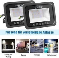 EXTRASTAR 10W LED Kültéri Reflektor 2 Darabos Szett, 800 lm Melegfehér Fényszóró IP65 Vízálló Kerti Világítás Udvar Garázs 6