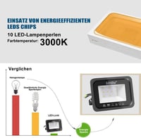 EXTRASTAR 10W LED Kültéri Reflektor 2 Darabos Szett, 800 lm Melegfehér Fényszóró IP65 Vízálló Kerti Világítás Udvar Garázs 7