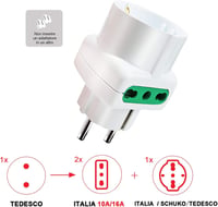 EXTRASTAR 4 darab olasz aljzat Schuko utazó adapter 10 16A 3 foglal 2