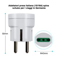 EXTRASTAR 4 részes utazási adapter Olaszország Schuko dugó Type L aljzat 4